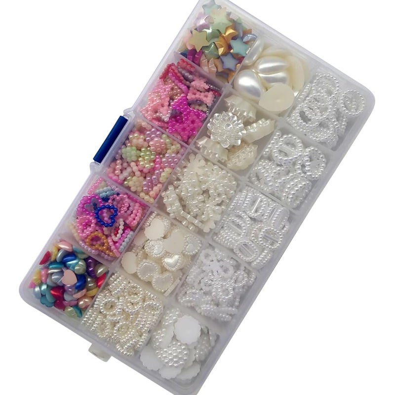 Chenkou Craft Random 700pcs Love Heart Bow Teardrop Bead Rose Sunflower Rhinestone Loose Bead DIY Flat Back Beads Assorted Lots + Plastic Box